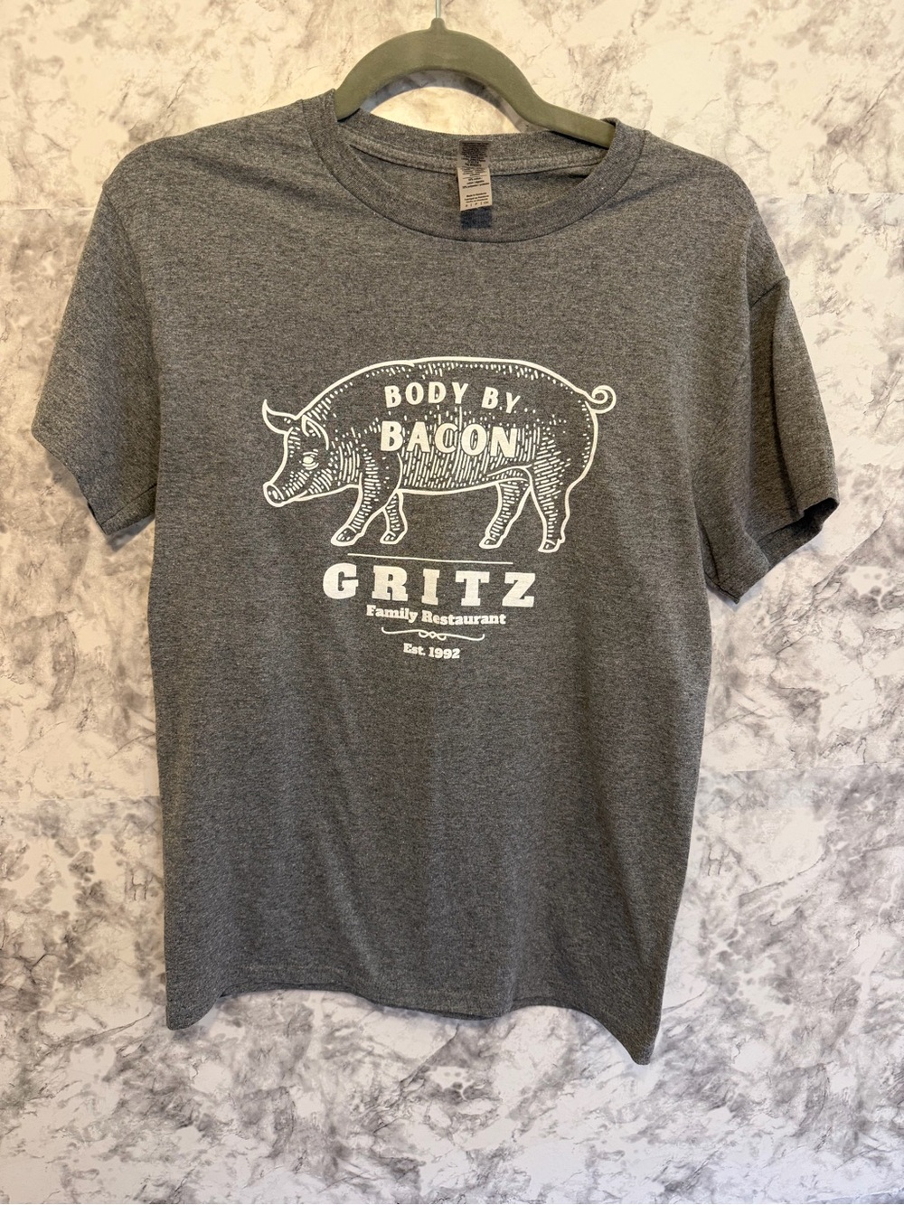 Gritz 'Body By Bacon' Short Sleeve Graphic Tee - Gray